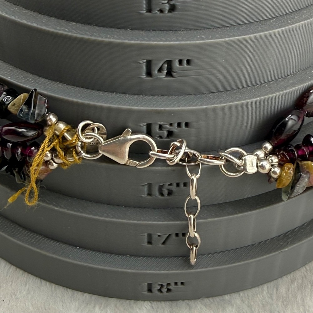 Avi & Avi Designs Necklace Polished Stone Layered Sterling Silver Clasp 16” - Picture 9 of 10